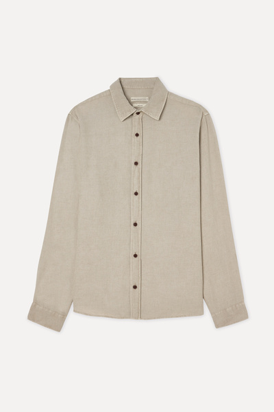 Mudo Men's Mink Color Regular Fit Long Sleeve Linen Blend Shirt