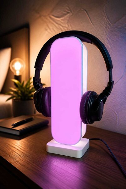 Layera Home RGB LED Işıklı Gamer Kulaklık Standı ve Dekoratif Masa Lambası |