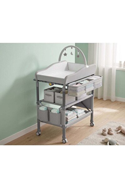 Star Kids Baby Diaper Changing Table with Mobile Play Arch, Side Mesh Organiz...