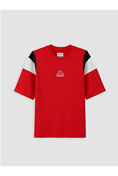 LC Waikiki New Season Red Crew Neck Embroidered Unisex T-Shirt