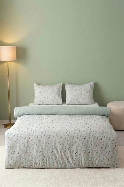 Rivaİstanbul Clara Green Double Duvet Cover Set Cotton