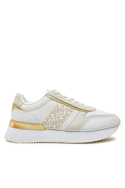 Tommy Hilfiger Γυναικεία Δερμάτινα TH Monogram Sneakers Λευκά FW0FW08387-0K4