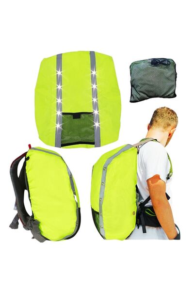 Mardil Husă de ploaie pentru rucsac, reflectorizantă cu LED, 35-50L, galbenă,...