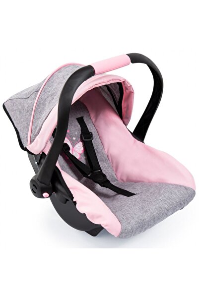 Bayer Deluxe doll car seat Pink/Grey, adjustable hood, carrying handle, seat ...