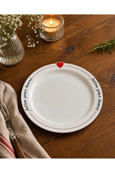 ACAR Cuore Heart-Shaped Round Plate 21 cm Tkebt White