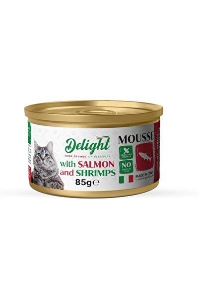DELIGHT Mousse Wet cat food for Cats - Natural Salmon & Shrimps Wet Cat Food ...