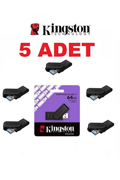Kingston 5 adet DataTraveler Exodia S 64GB DTXS USB 3.2 Gen.1 USB Flash Bellek