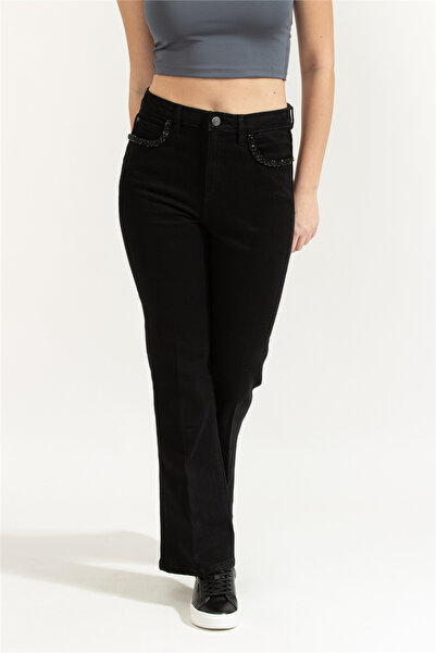 Guess Belle Kadın Flare Fit Jean Pantolon Krem