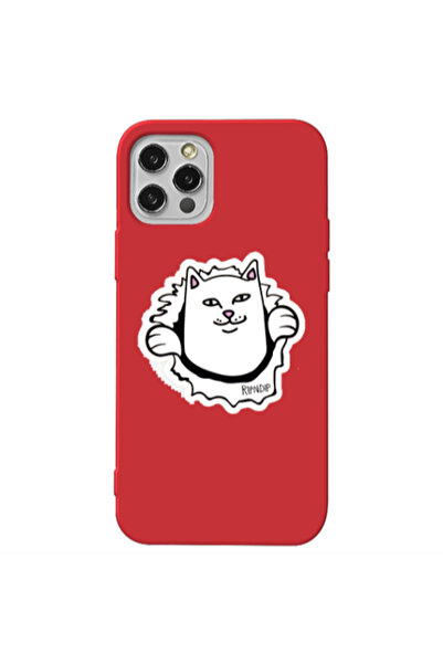 Other Apple iPhone 13 Pro White cat Red Colored Silicone TPU Θήκη