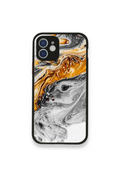 Other Apple iPhone 12 Marble gray Patern Black Glossy Θήκη