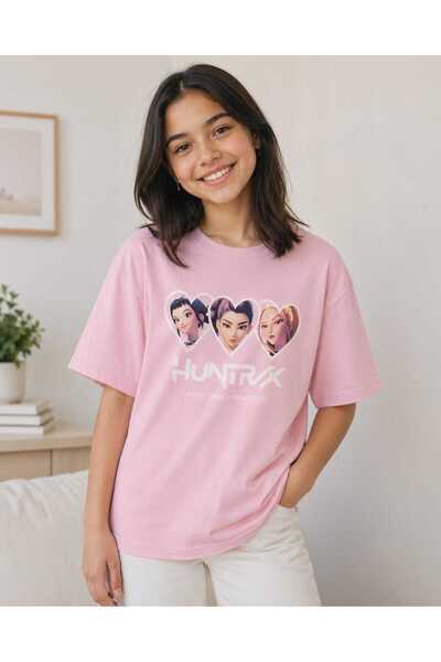 kidsense تي شيرت بناتي بأكمام قصيرة مطبوع عليه K-Pop Huntrıx