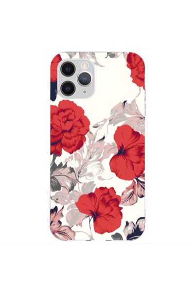 Other Apple iPhone 13 Pro Max Red Flowers Transparent Silicone TPU Θήκη
