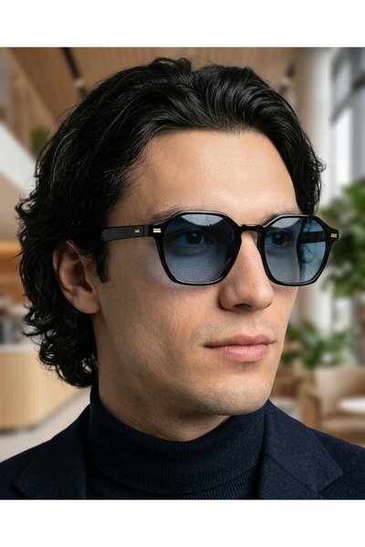 funeyes Ametist Geometric Black Navy Blue Gradient Unisex Sunglasses Men Wome...