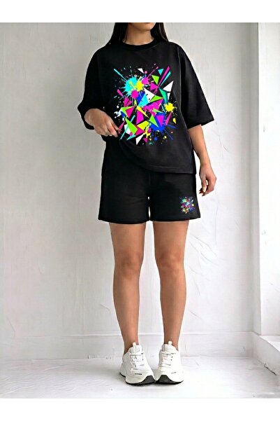 Özel Baskılı Oversize Pamuklu Bisiklet Yaka T-Shirt tshirt Takim