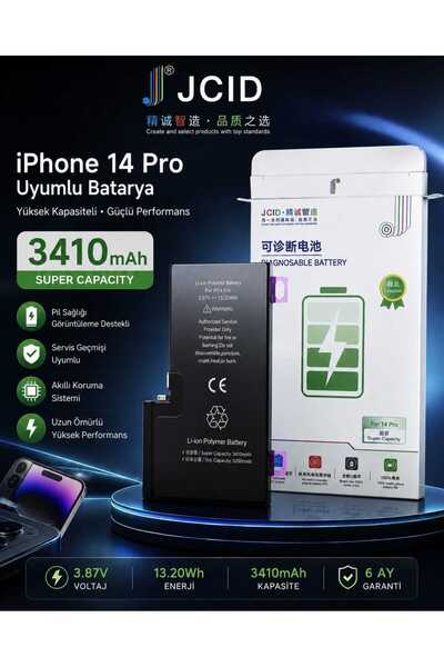 JCID iPhone 14 Pro Uyumlu Pil, Yüksek Kapasiteli 3410 mAh. Servis geçmişi uyu...