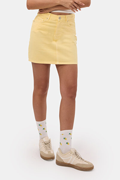 it's basic Women's Yellow 6S6-108 Straight Mini Denim Skirt