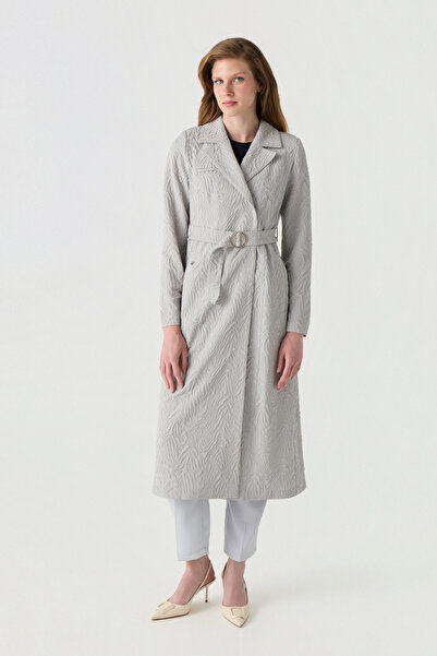 Zühre Patterned Textured Belt Detailed Gray Giy Çık 14047