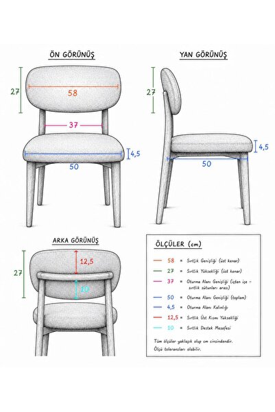 Akbal Home Sandalye Kılıfı Bohem/Polo Model 1 Adet İtalyan Kardin Kumaş Yükse...