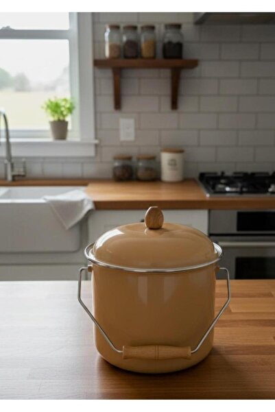 Home Enamel Bakraç Yogurt Pot Legume Storage Pot Potato Onion Bucket 20 cm