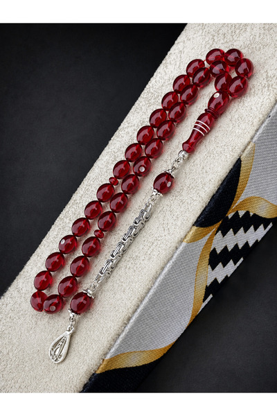 Tesbih Store Skated block dice amber rosary king chain tassel design