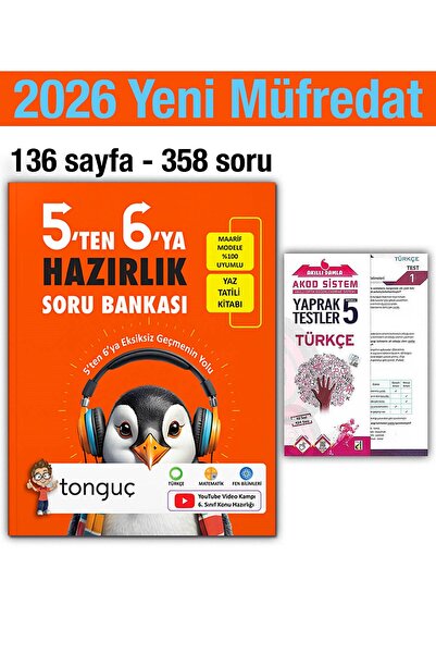 Tonguç Yayınları 5'ten 6'ya Hazırlık Kitabı 2026 Yaz Tatili Soru 5. Sınıf Tür...