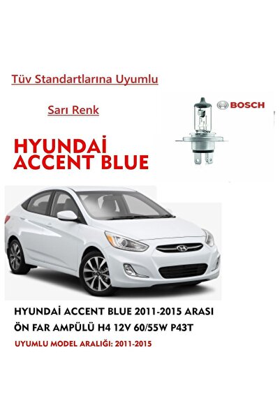 Bosch Hyundai Accent Blue 2011-2015 Uyumlu Arası Ön Far Ampülü ( 1 Adet Sarı)