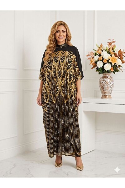 DAY BY DAY Women's Full Embroidery Short Neck and Short Sleeve Jalabiya