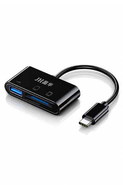 JINGHUA Type-C 3ü 1 Arada Kart Okuyucu Hub, SD MicroSD TF Kart ve USB 2.0 Gir...