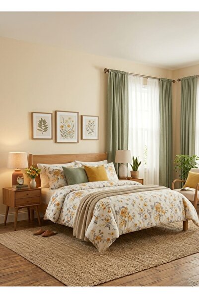 RuzgarHome طقم ملاءات سرير مطاطية من جولدن ديزي مقاس فردي/مزدوج/كبير