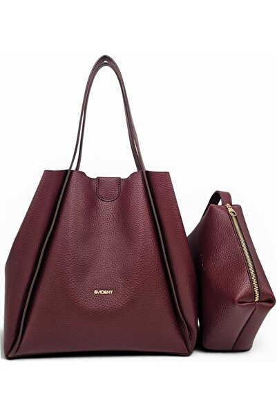Evident Burgundy, Soft Textured, Casual, Puppy-Style, Large Volume, Shopper, Women's Shoulder Bag