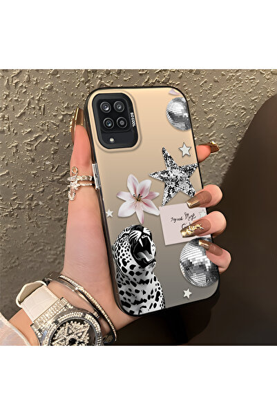 PATTERNOVA Samsung Galaxy A12/M12 Uyumlu Leopar çiçek yıldız desenli silikon ...