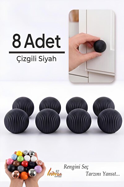 GLASWEN 8 komada tvrdih plastičnih dugmadi, okrugli, kuglasti, prugasti, crni...