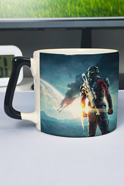 ZipZap كوب سيراميك فاخر مطبوع عليه Mass Effect (قطعة واحدة) بمقبض أسود خاص بم...