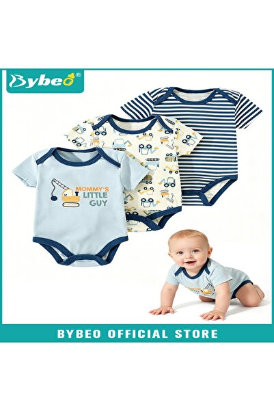 BYBEO 3PCS Short Sleeve Baby Bodysuits, Baby Onesie Set, Summer Cotton Printe...