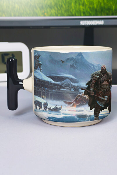 ZipZap God of War Printed Ceramic Luxury Mug (1 Piece) T-Shaped Special Black...
