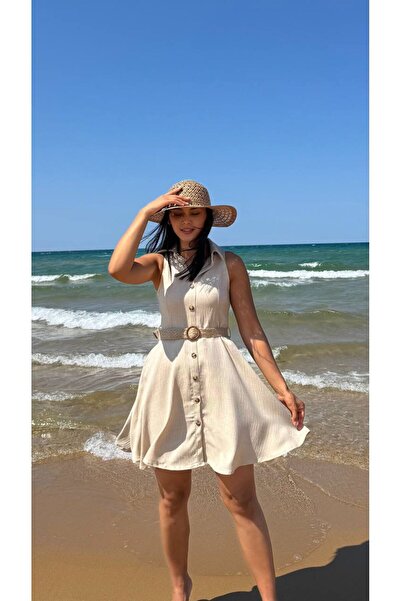 Moda Banuş Linen Belted Dress