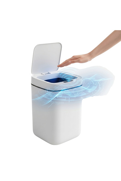 Barinoska Akıllı Çöp Kovası, 20 Litre, Beyaz, Otomatik Sensörlü, UV Hijyen Te...