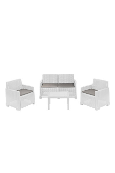 Progarden Set mobilier de exterior/grădină ISEO, 4 piese, polipropilenă, alb,...