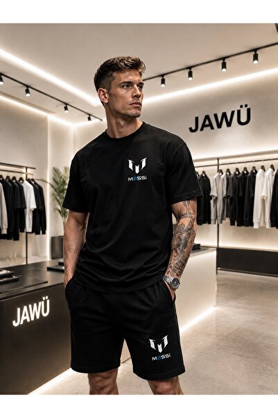 JAWÜ STYLE Tricou imprimat MESSI - Set pantaloni scurți supradimensionați