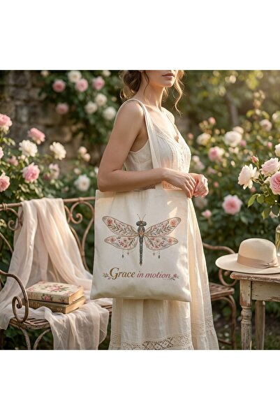 OEM Tote Bag with Zipper – Boho Dragonfly – Grace in Motion – RAZADE