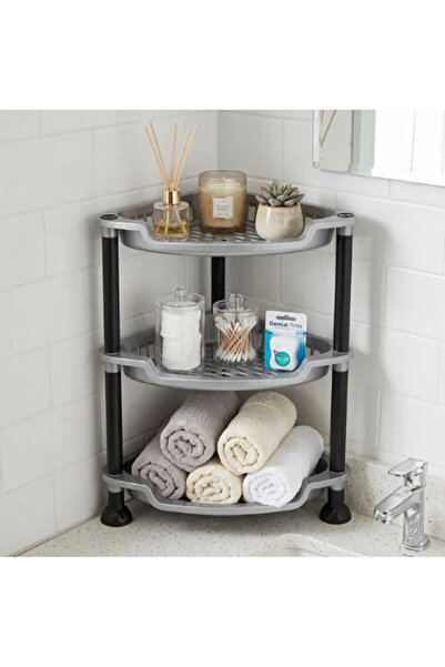 OEM Γωνιακό Ράφι Κουζίνας με 3 Επίπεδα Γκρι 20 x 28 x 34 εκ.