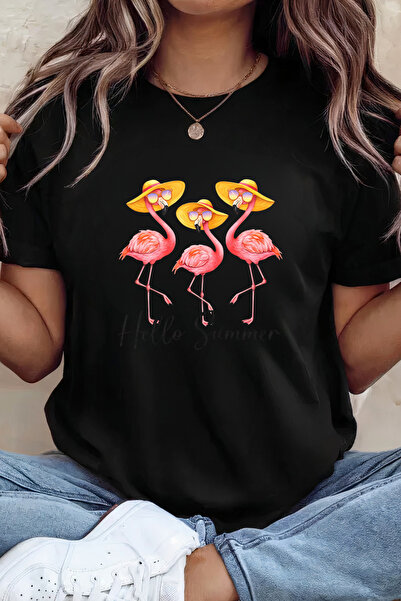 Sarah's Boutique Women's T-shirt – 100% cotton – Hat Flamingo