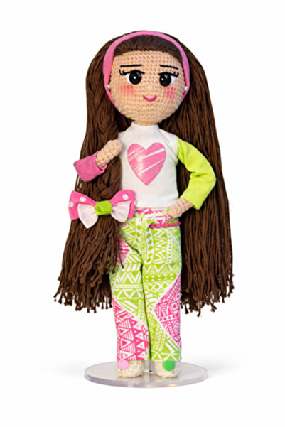 masadoll Lama doll with long brown hair and embroidered pants