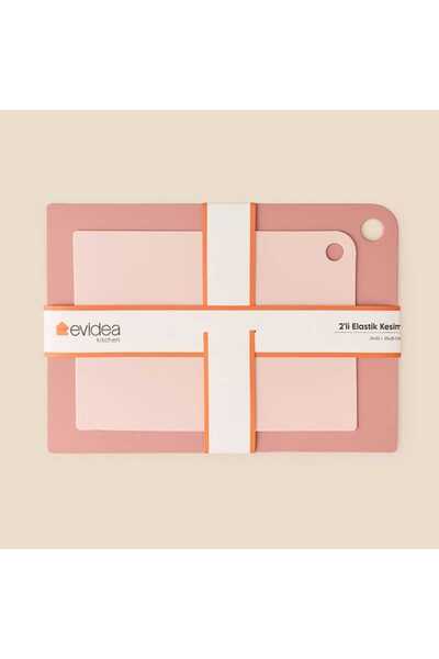 Evidea Kitchen 2'li Elastik Kesim Panosu - Pembe - 21x30 + 25x35 cm