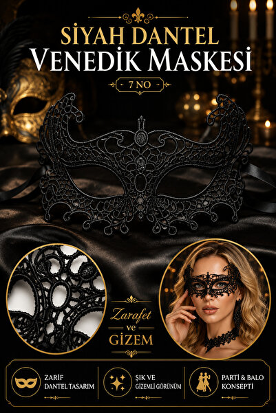 Tamsena Store Siyah Dantel Venedik Maskesi Kadın – Zarif Masquerade Parti Mas...