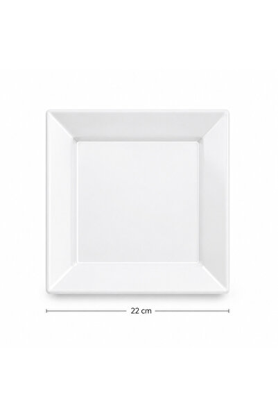 alenked Servis Tabağı 22cm Kare Beyaz Mika 10'lu