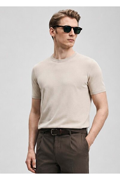 Lufian 111090156 Tıno Men's Modal Blend T-Shirt Men's T-Shirt Beige