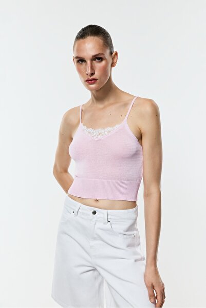 LEFTIES Dantel triko top