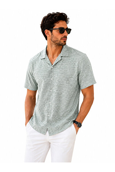 Bravis collection Dar Kalıp Slimfit Kısakol Apaş Yaka Yazlık Erkek Gömlek