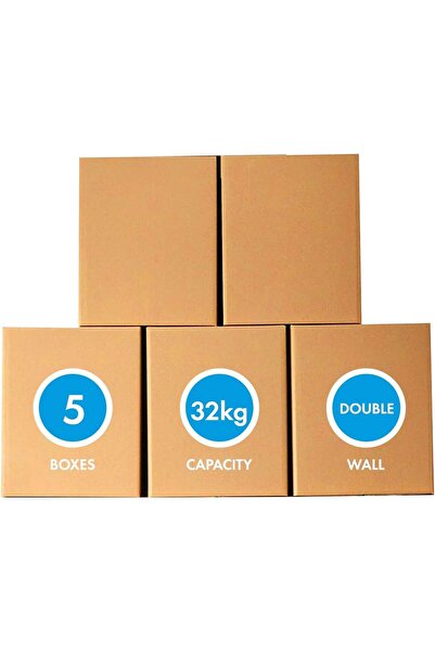 genric 5-Pack 100% Recyclable Double Wall Corrugated Cardboard Boxes, 32kg Ca...